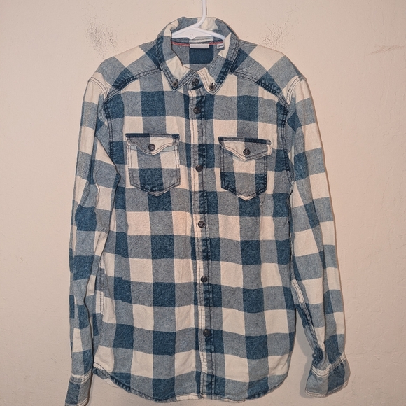 Blu kids plaid Blu and white button down shirt size 9 to 10 years - Picture 1 of 9